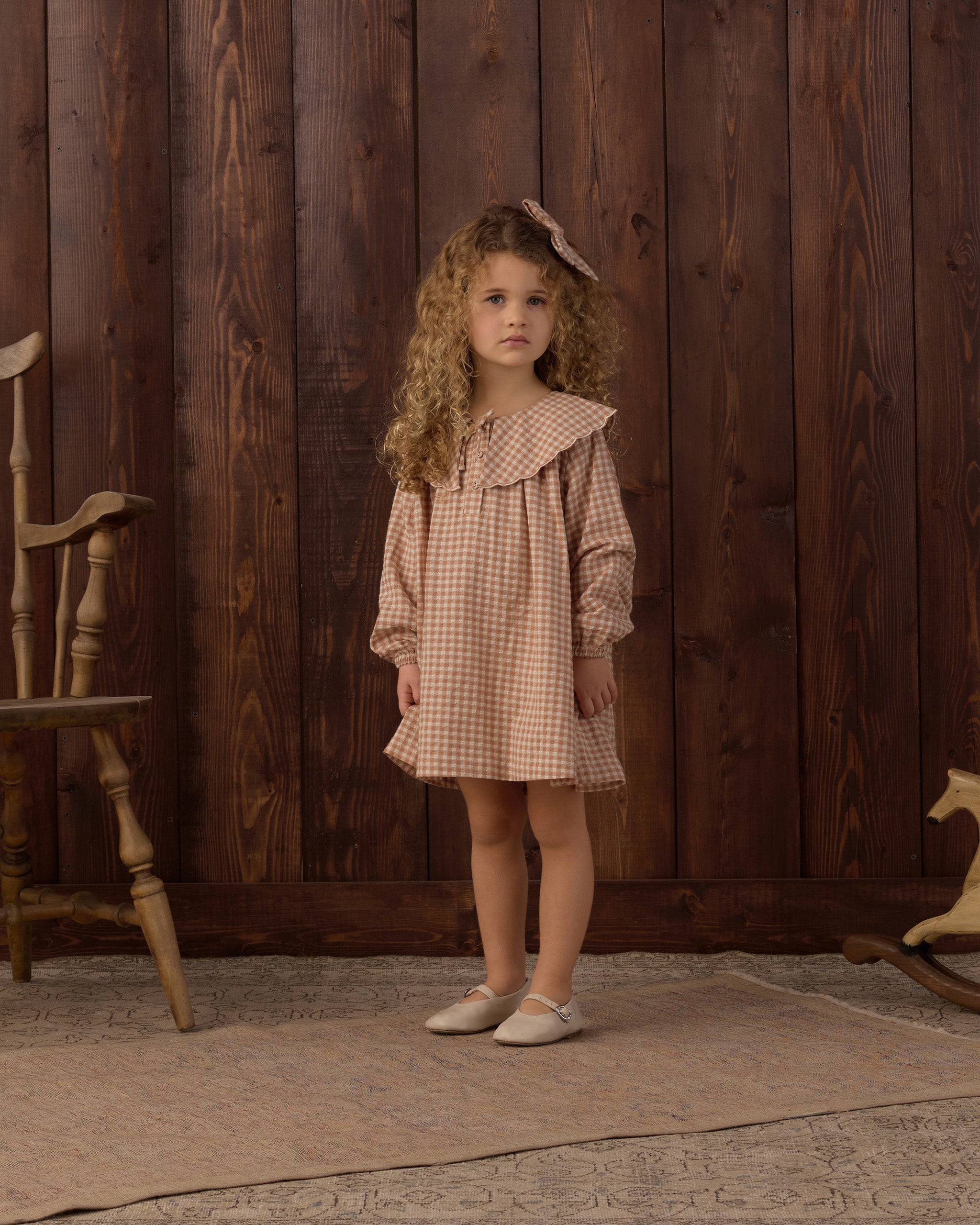 Rylee + Cru Collette Mini Dress - Fawn Gingham