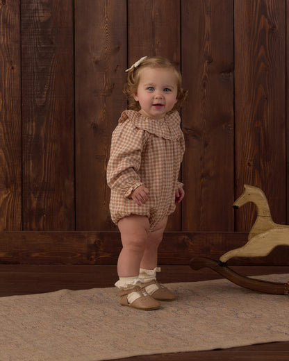 Rylee + Cru Collette Romper - Fawn Gingham