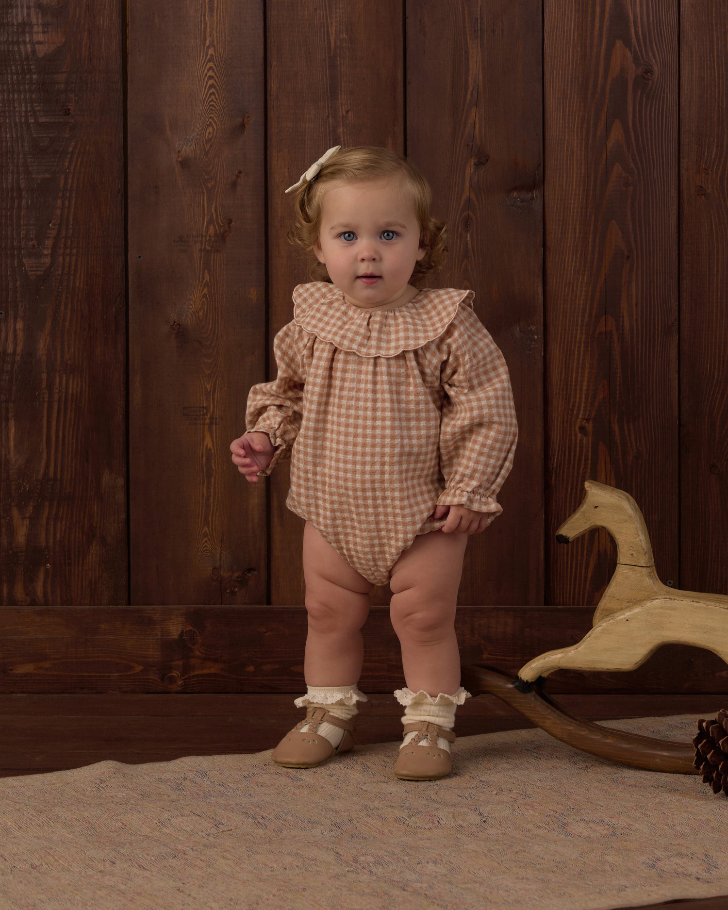 Rylee + Cru Collette Romper - Fawn Gingham