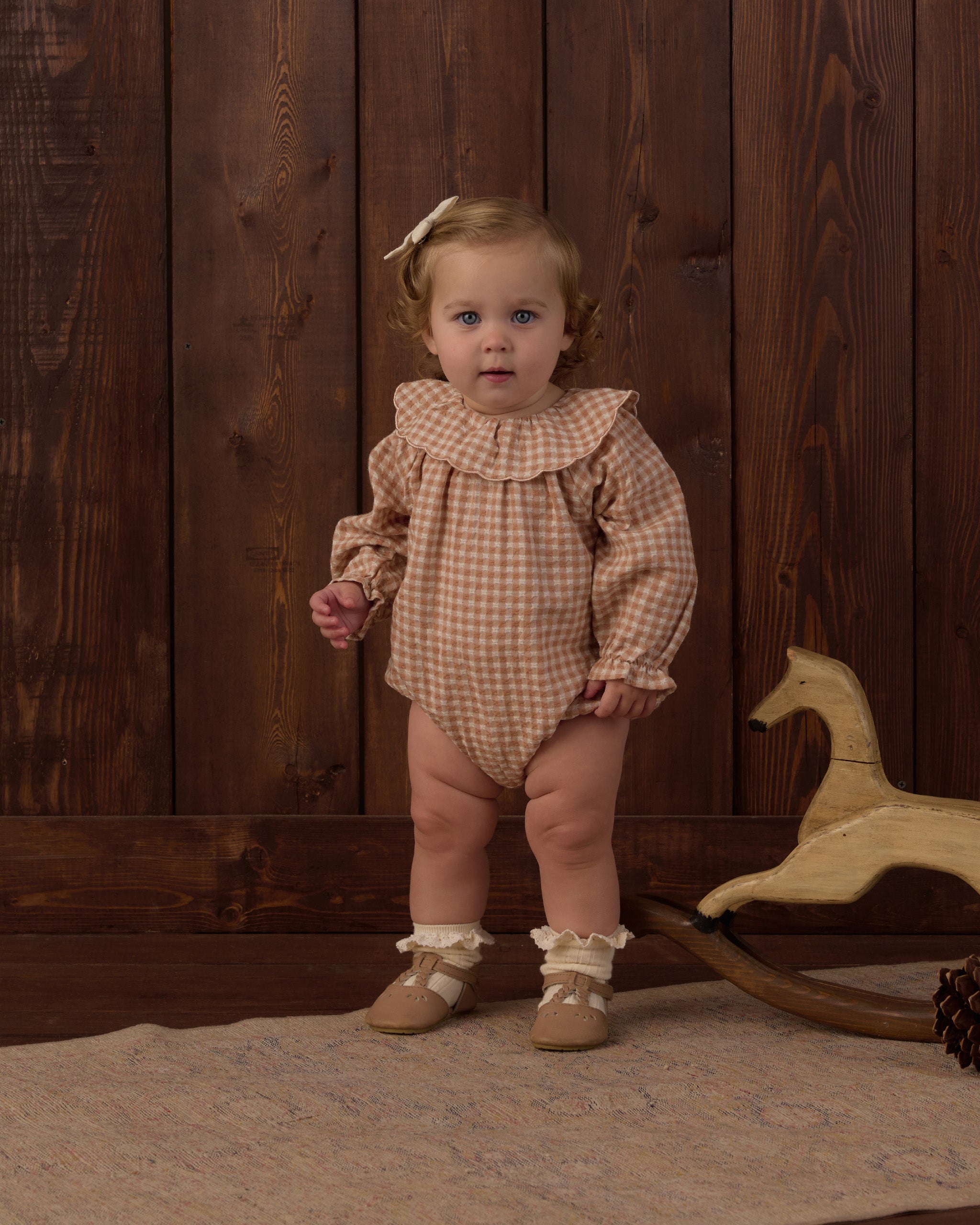 Rylee + Cru Collette Romper - Fawn Gingham