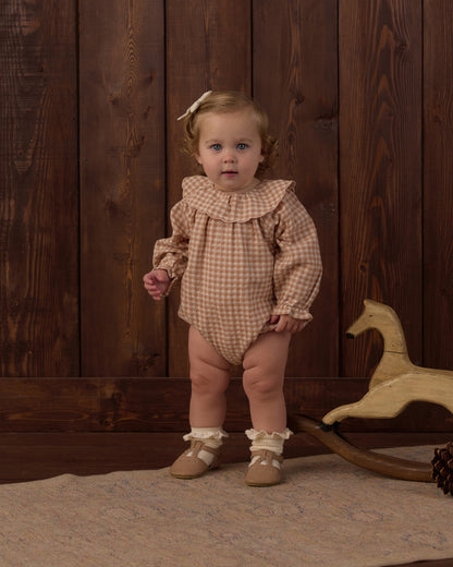 Rylee + Cru Collette Romper - Fawn Gingham