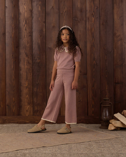 Rylee + Cru Pointelle Knit Pant - Rosewood