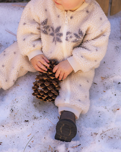 Rylee + Cru Shearling Baby Jumpsuit - Natural Fair Isle