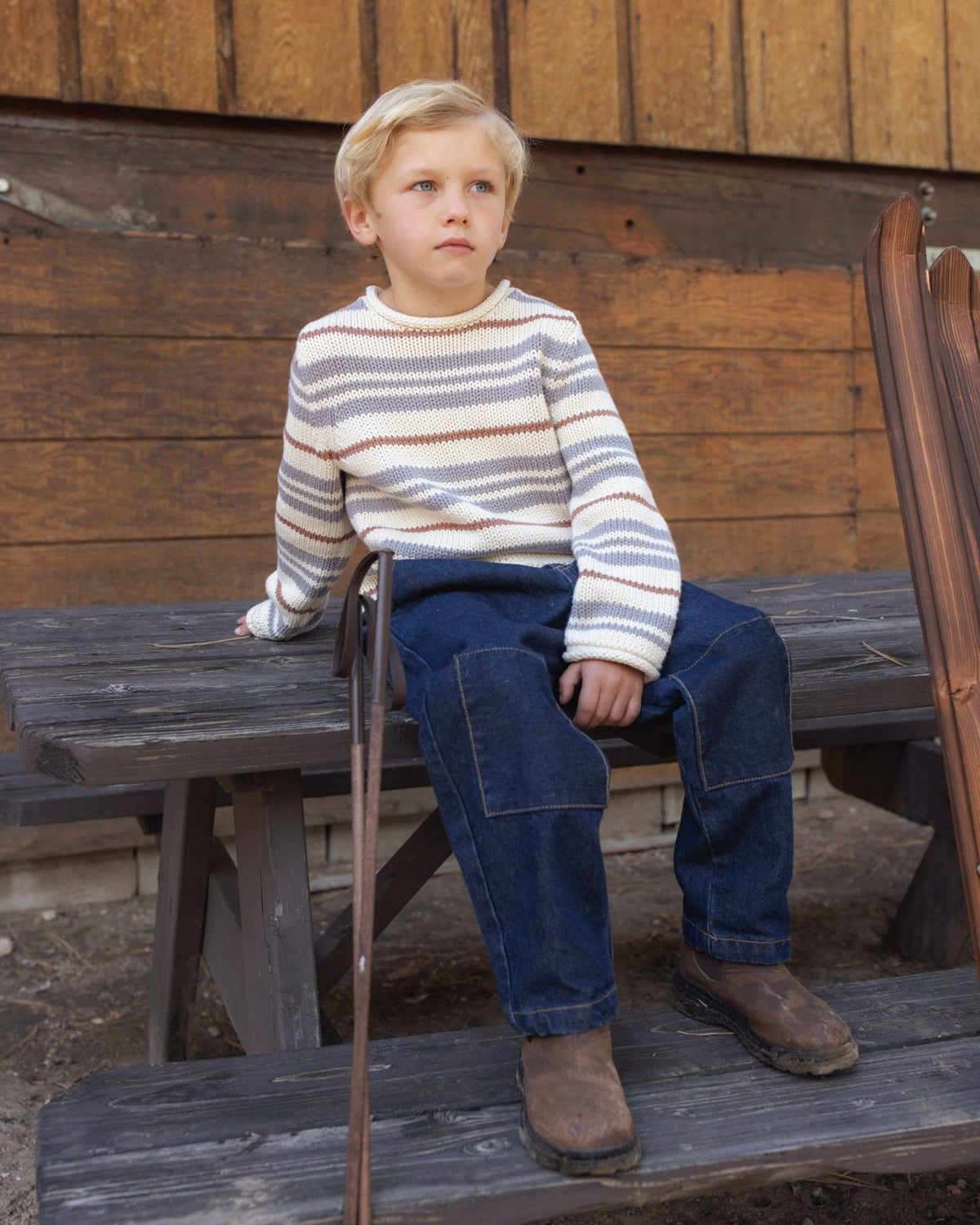 Rylee + Cru Jacques Sweater - Dusty Blue Stripe