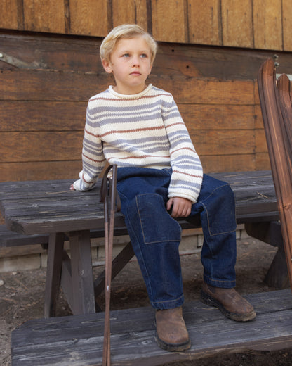 Rylee + Cru Jacques Sweater - Dusty Blue Stripe