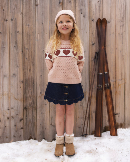 Rylee + Cru Scallop Mini Skirt - Dark Indigo