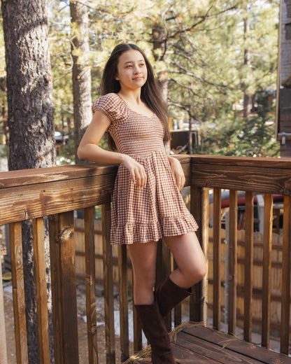 Rylee + Cru Teen Stella Dress - Brick Check