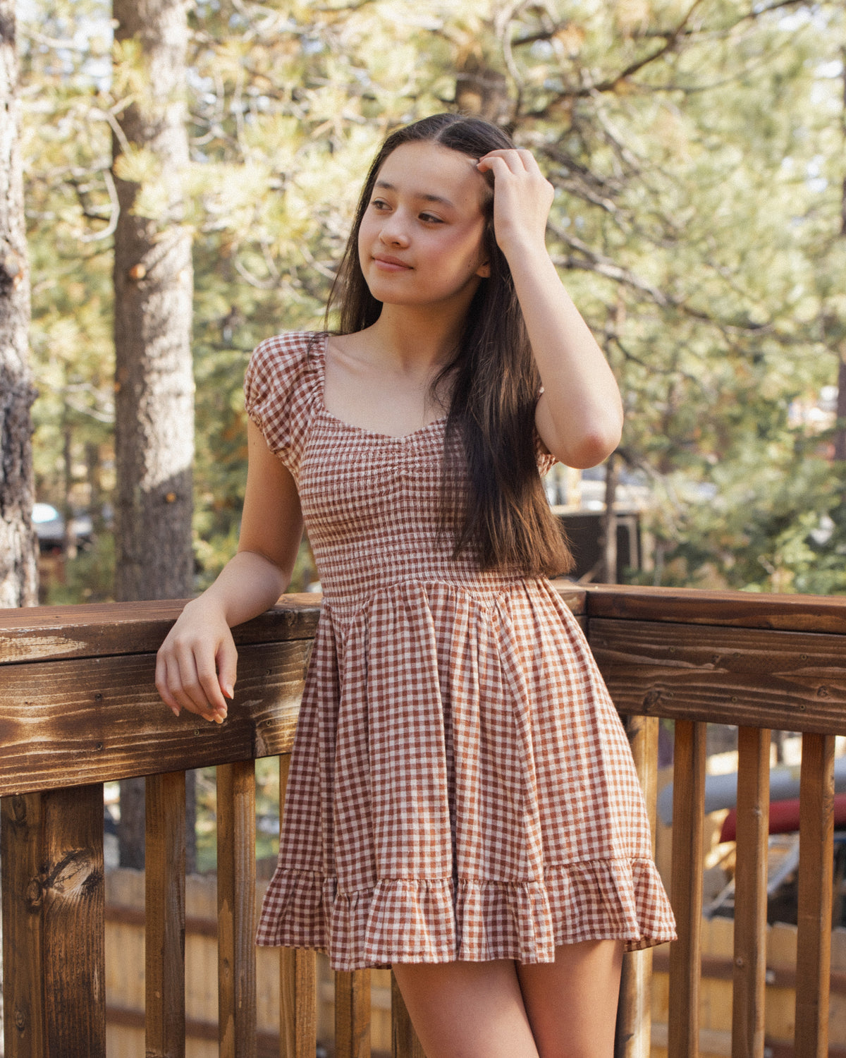 Rylee + Cru Teen Stella Dress - Brick Check