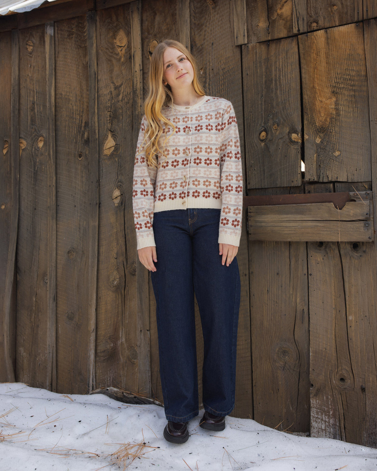 Rylee + Cru Teen Cheyenne Cardigan - Flower Fair Isle
