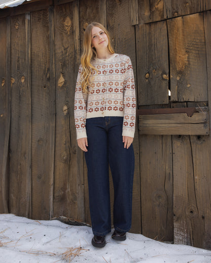 Rylee + Cru Teen Cheyenne Cardigan - Flower Fair Isle