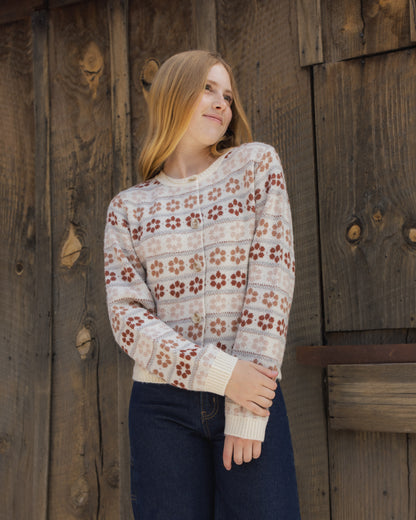 Rylee + Cru Teen Cheyenne Cardigan - Flower Fair Isle