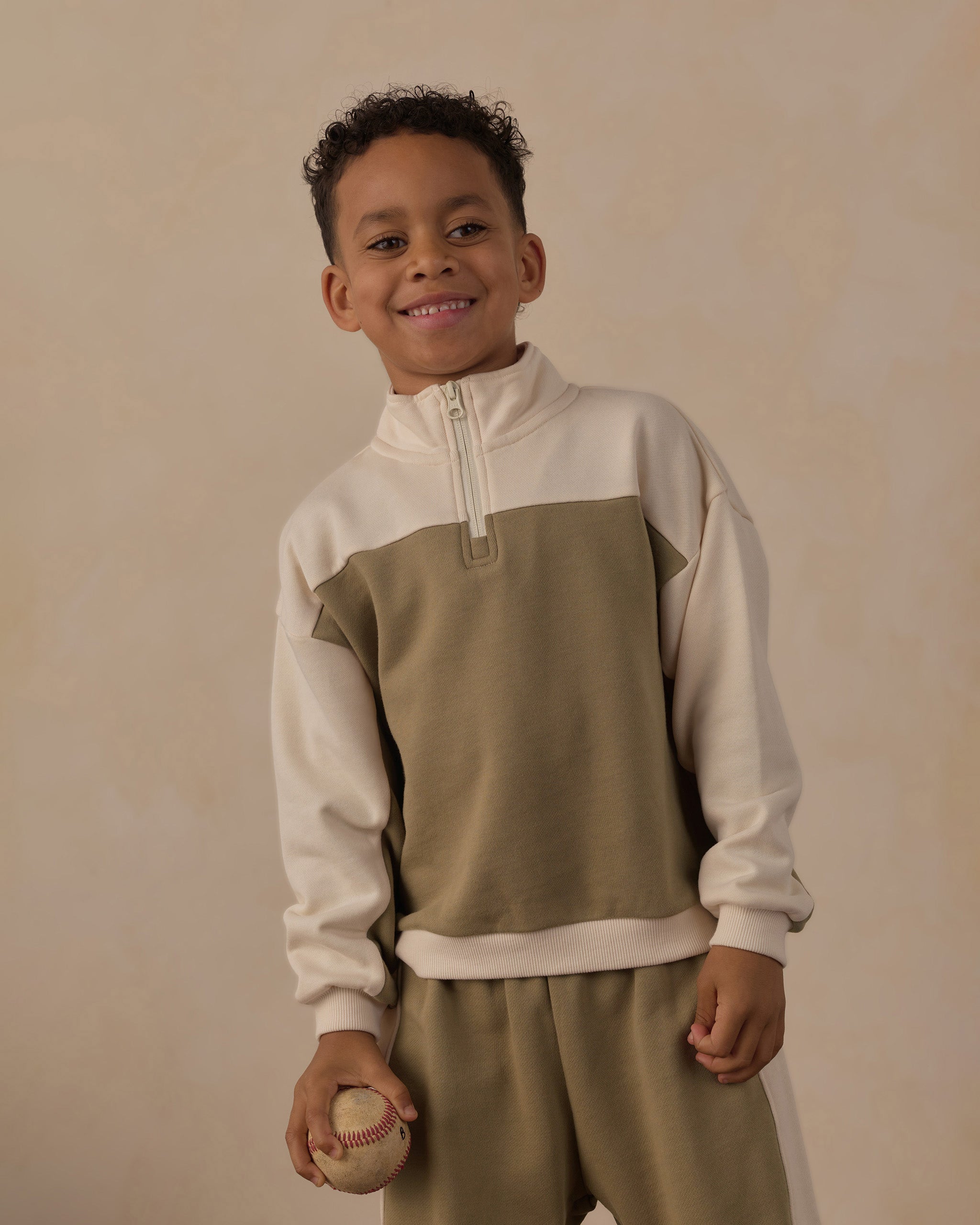 Rylee + Cru Play X Play Quarter Zip Crew - Olive
