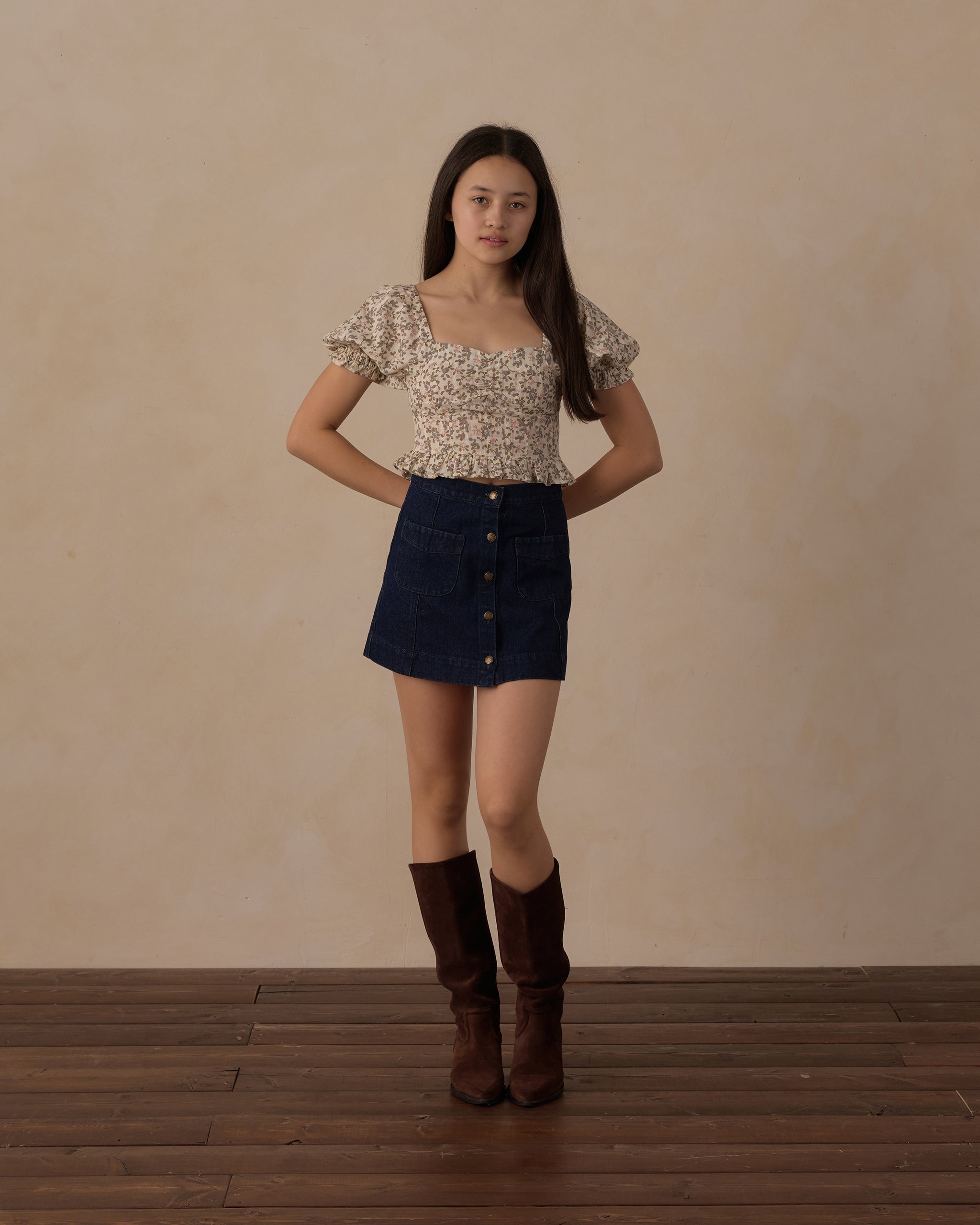 Rylee + Cru Teen Denver Mini Skirt - Dark Indigo