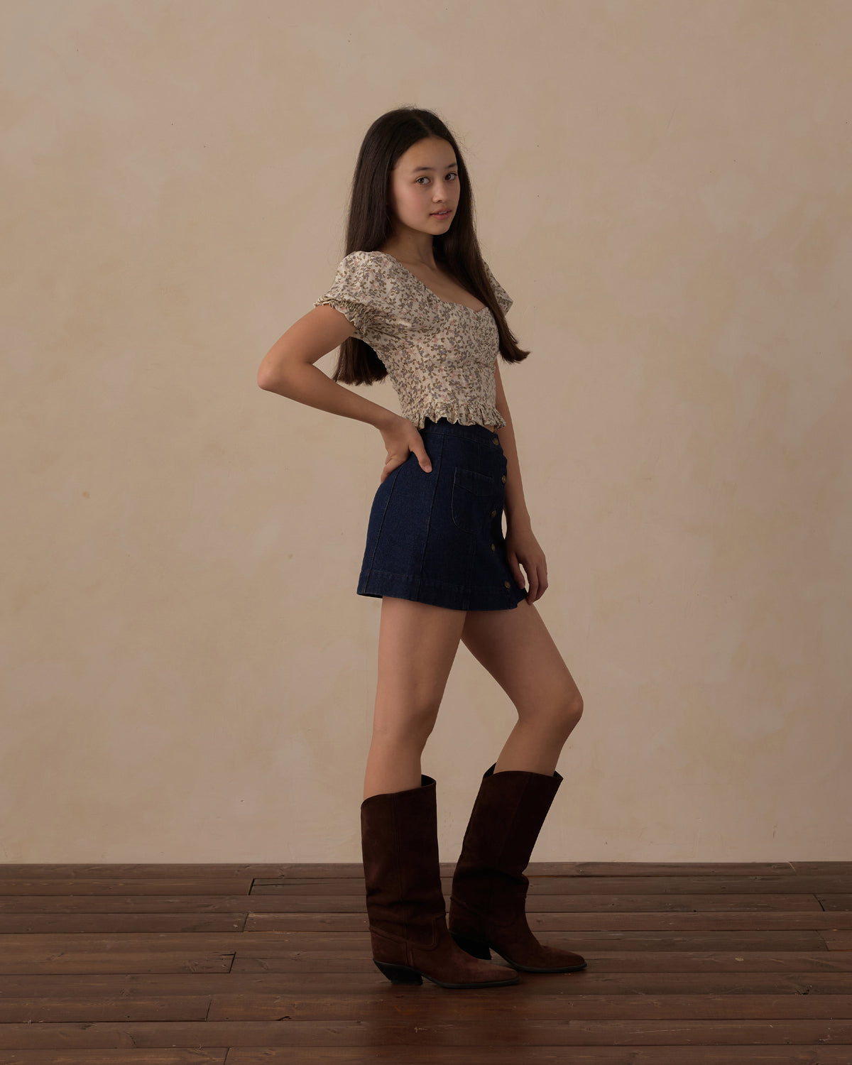Rylee + Cru Teen Denver Mini Skirt - Dark Indigo