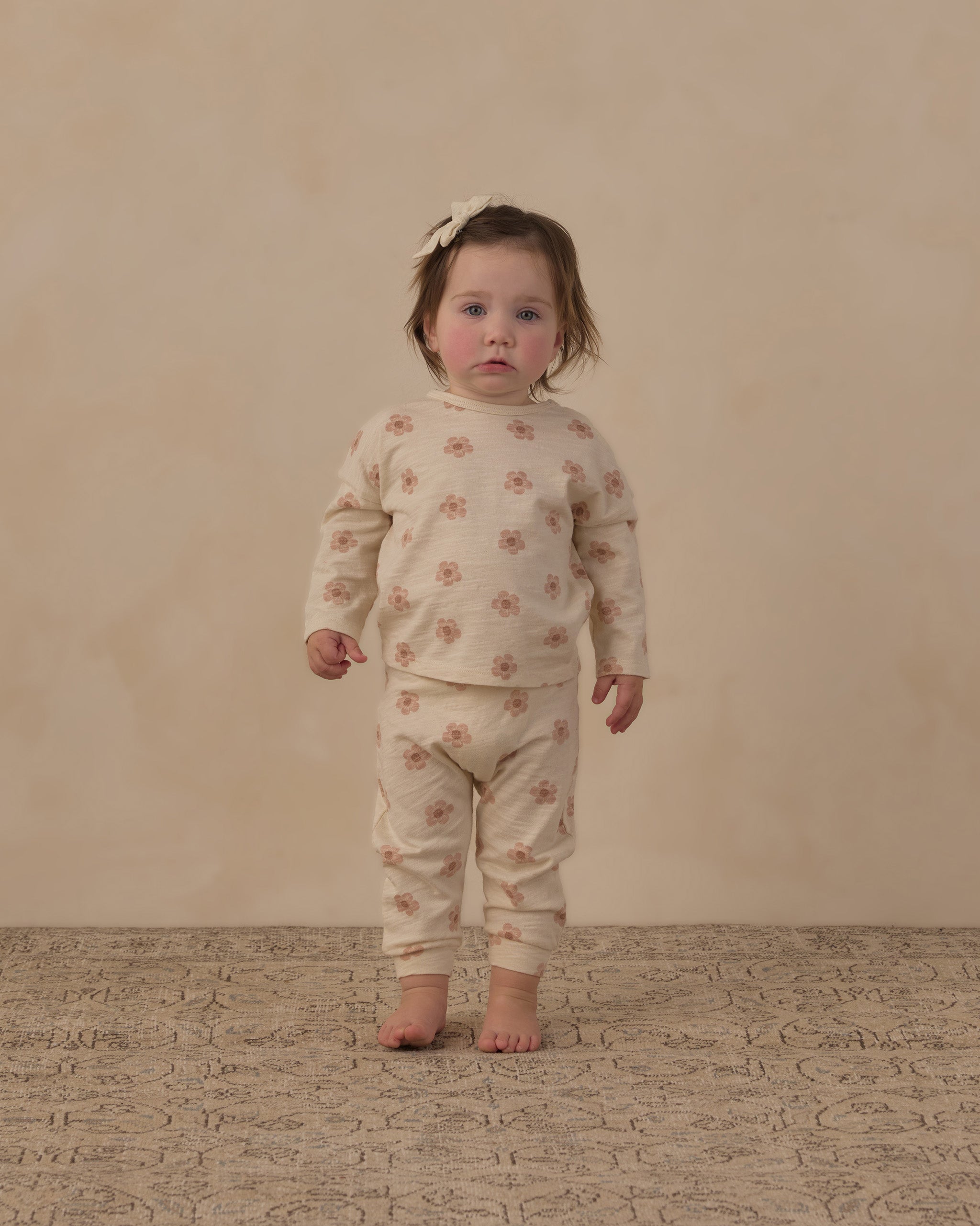 Rylee + Cru Long Sleeve Tee + Pant Set - Pink Daisies