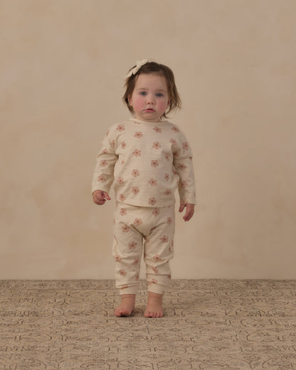 Rylee + Cru Long Sleeve Tee + Pant Set - Pink Daisies