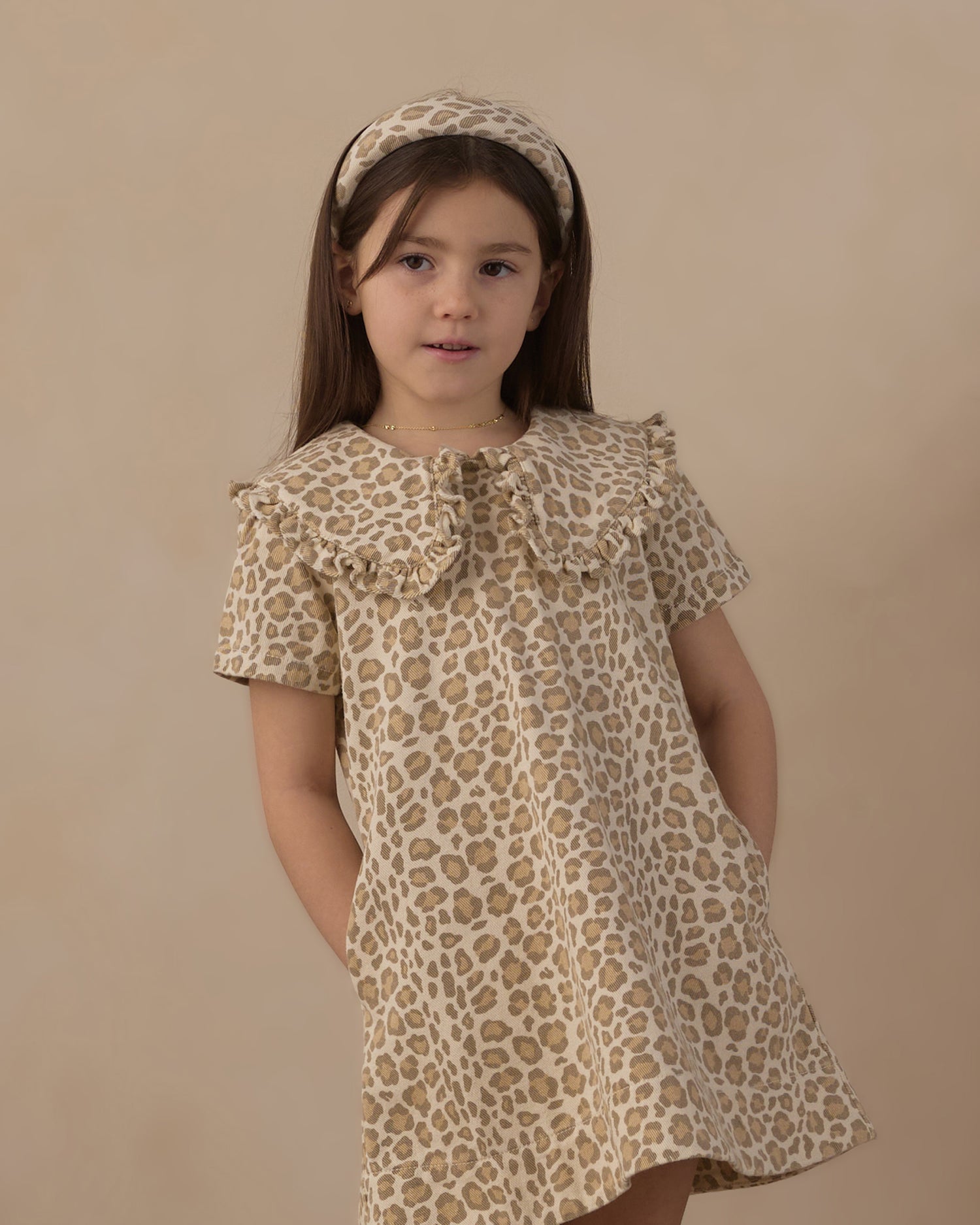 Rylee + Cru Collared Denim Mini Dress - Leopard