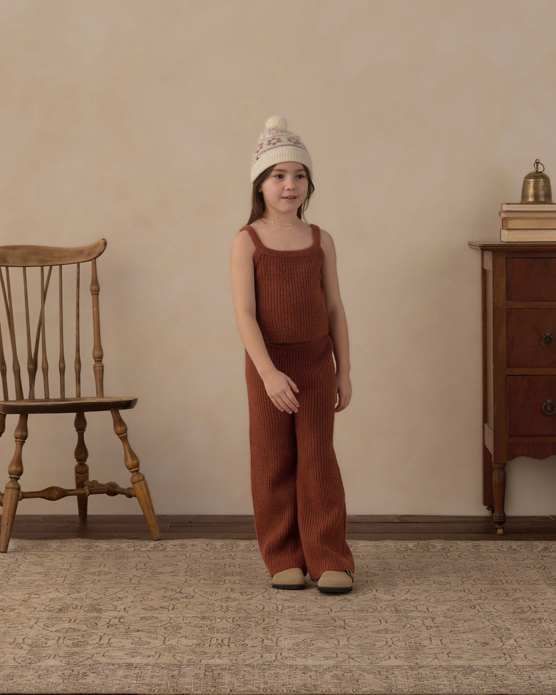 Rylee + Cru Fuzzy Knit Lounge Set - Brick
