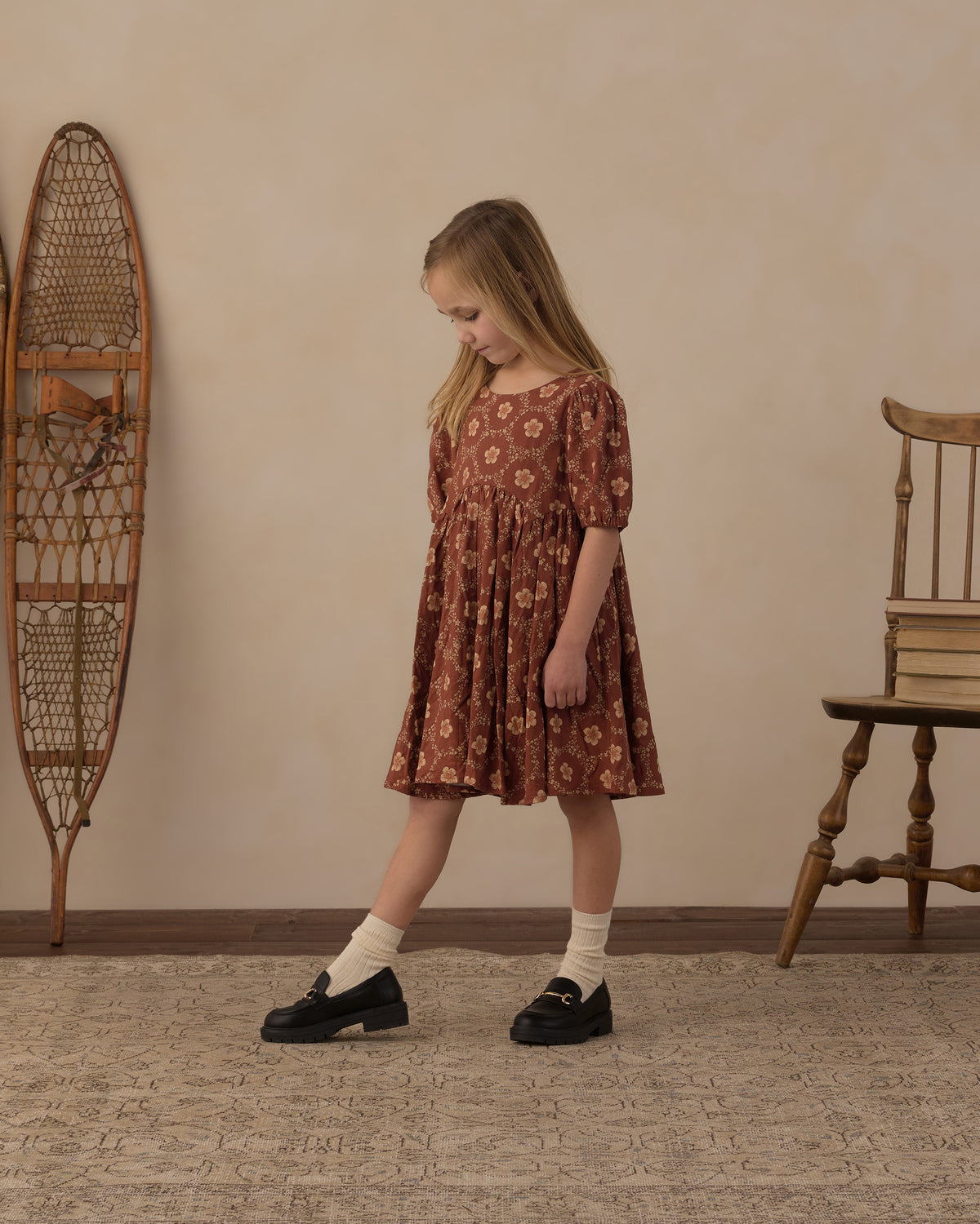 Rylee + Cru Rose Dress - Brick Daisies
