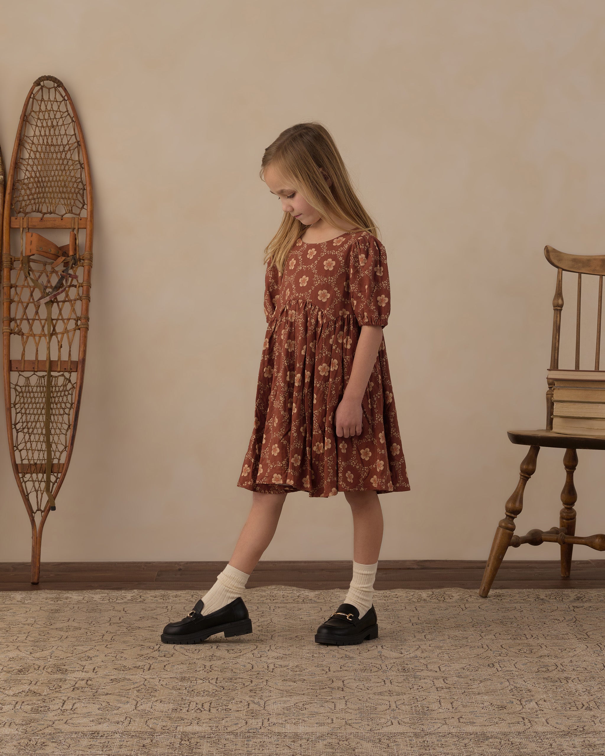 Rylee + Cru Rose Dress - Brick Daisies