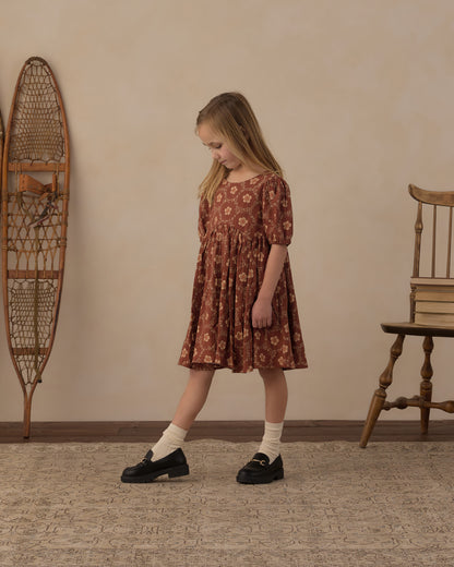 Rylee + Cru Rose Dress - Brick Daisies
