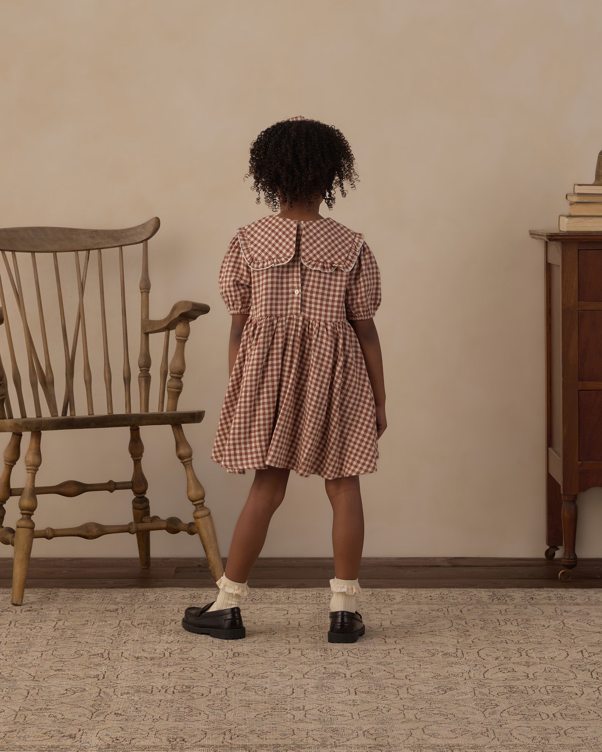 Rylee + Cru Camille Dress - Brick Check