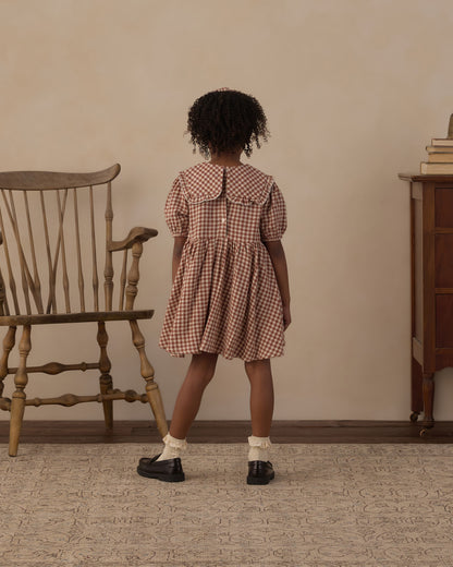 Rylee + Cru Camille Dress - Brick Check