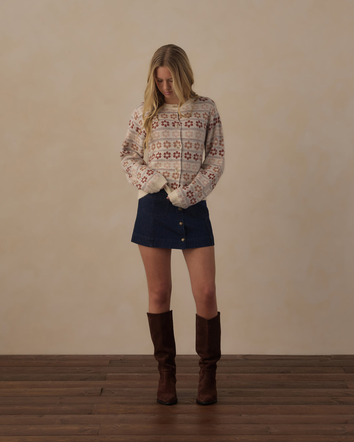 Rylee + Cru Teen Cheyenne Cardigan - Flower Fair Isle