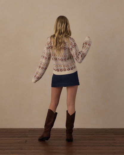 Rylee + Cru Teen Cheyenne Cardigan - Flower Fair Isle