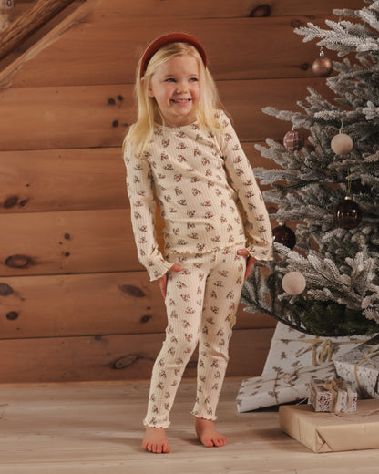 Rylee + Cru Ribbed Long Sleeve Top - Ruby Bloom