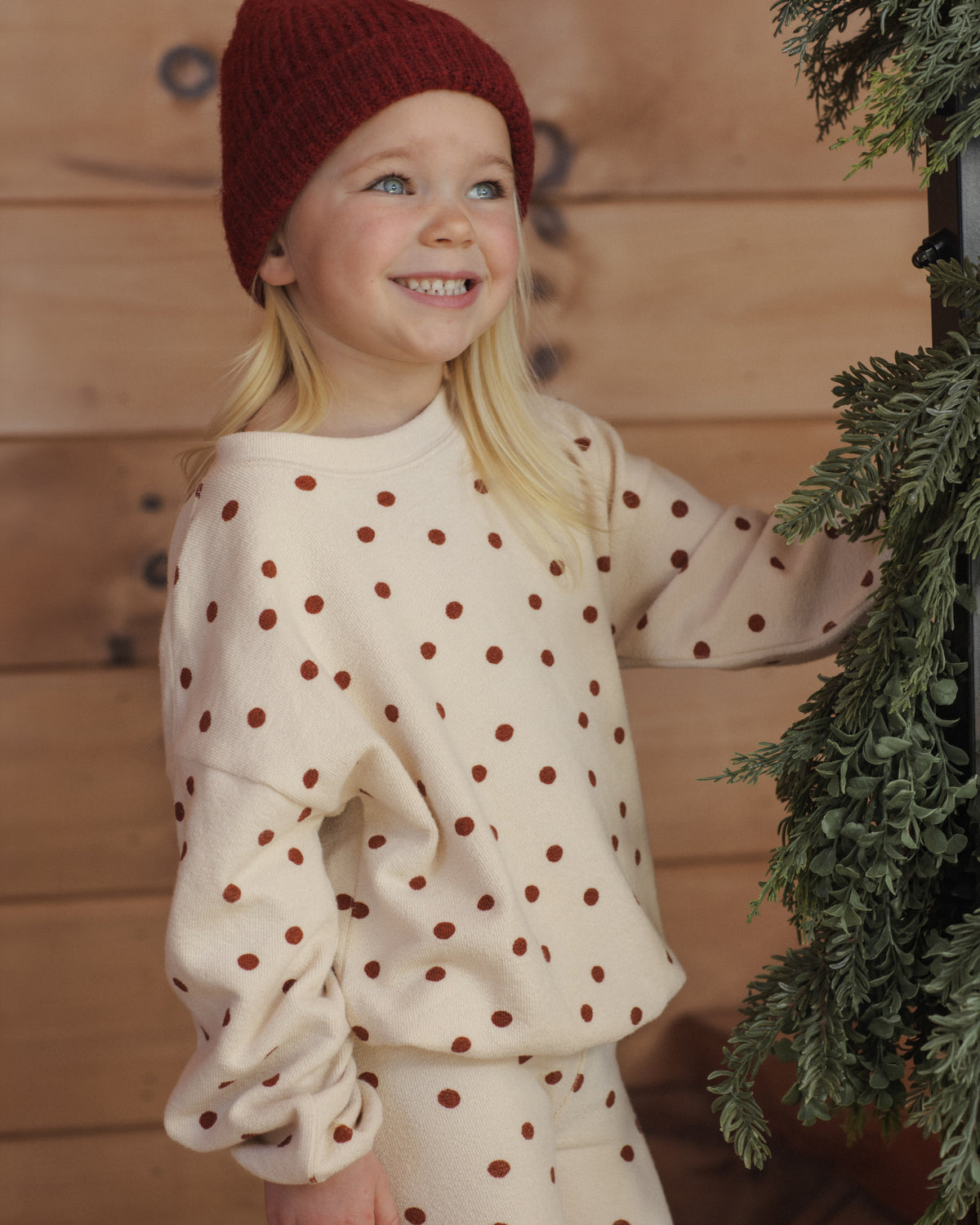 Rylee + Cru Spongey Knit Set - Ruby Dots