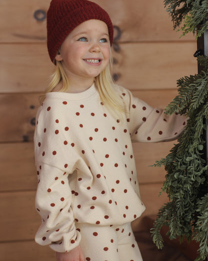 Rylee + Cru Spongey Knit Set - Ruby Dots
