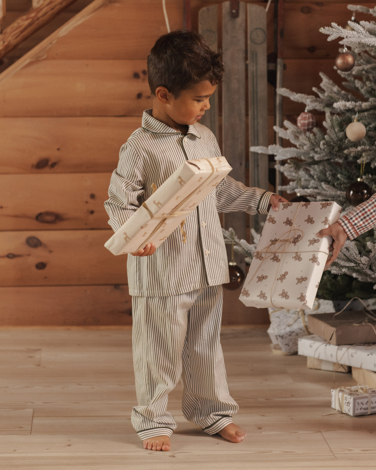 Rylee + Cru Long Sleeve Pajamas - Evergreen Stripe