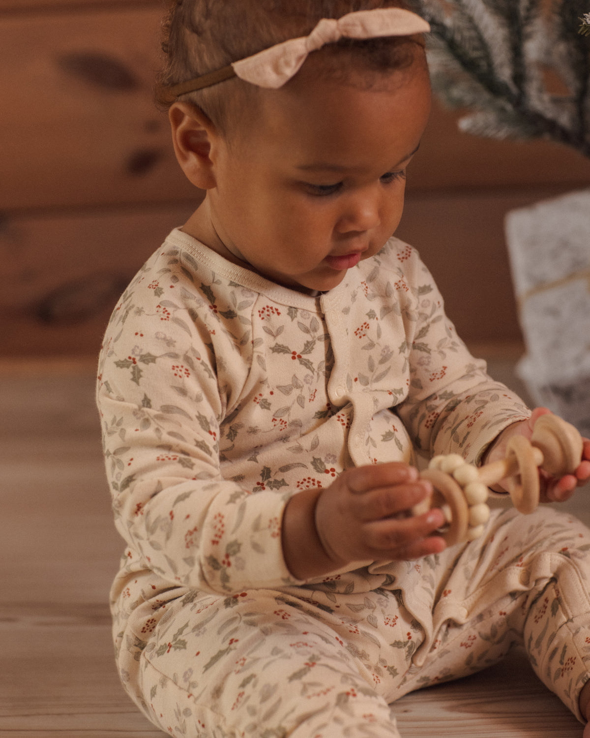 Rylee + Cru Organic Long John Pajamas - Holly Fleur