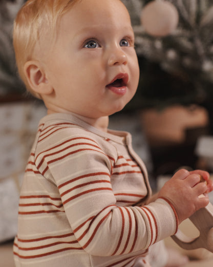 Rylee + Cru Organic Long John Pajamas - Holiday Stripe
