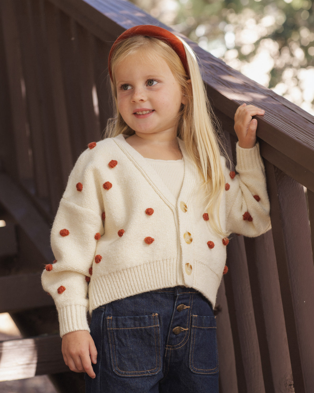 Rylee + Cru Boxy Crop Cardigan - Ruby Bobble