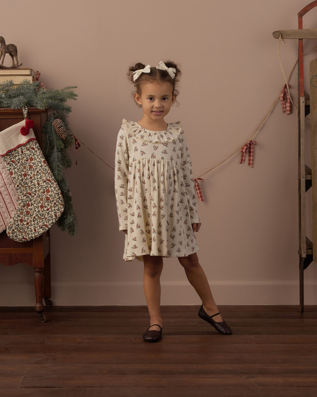 Rylee + Cru Ruffle Collar Dress - Ruby Bloom