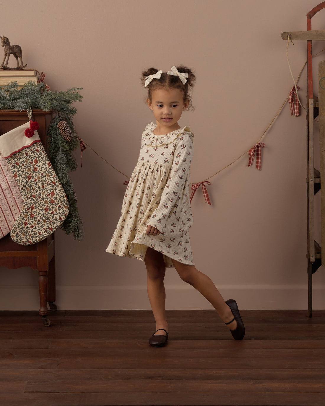 Rylee + Cru Ruffle Collar Dress - Ruby Bloom