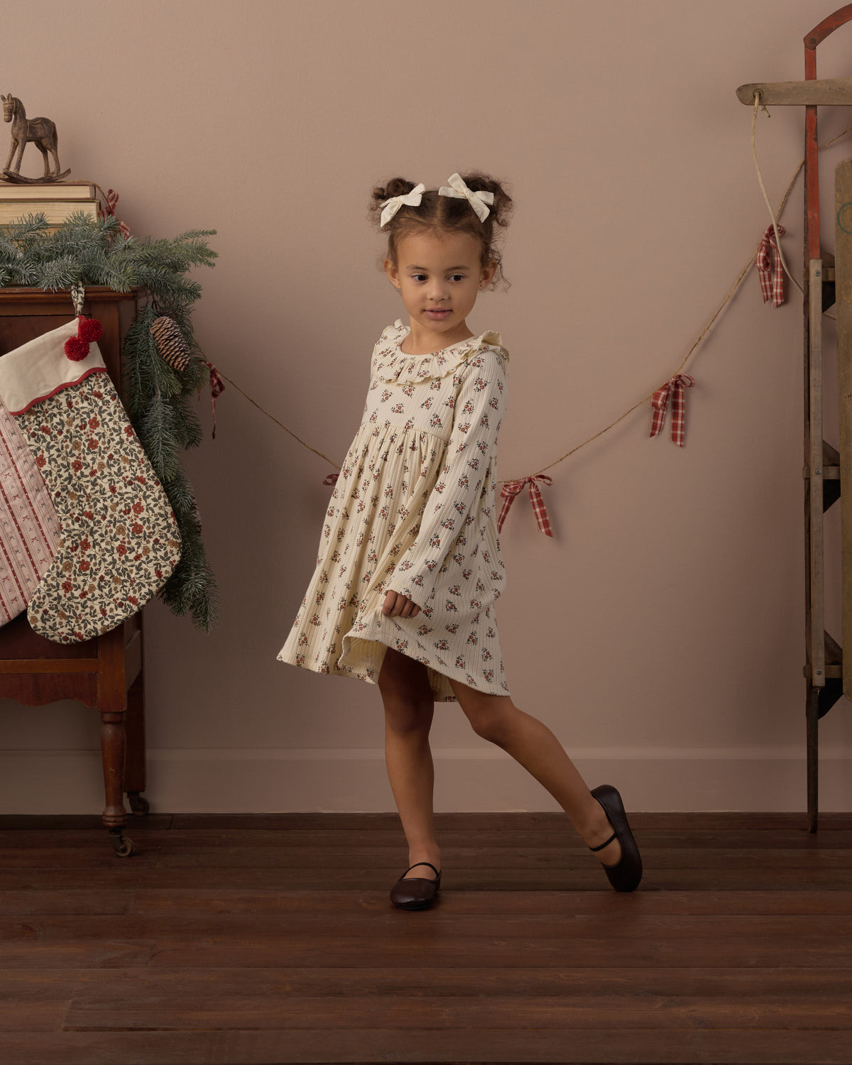 Rylee + Cru Ruffle Collar Dress - Ruby Bloom