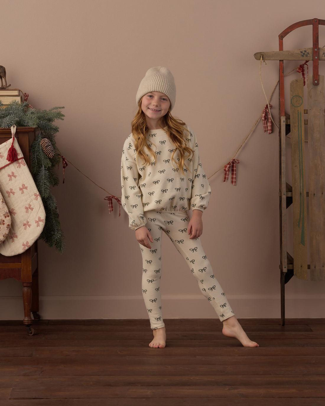 Rylee + Cru Spongey Knit Set - Evergreen Bows