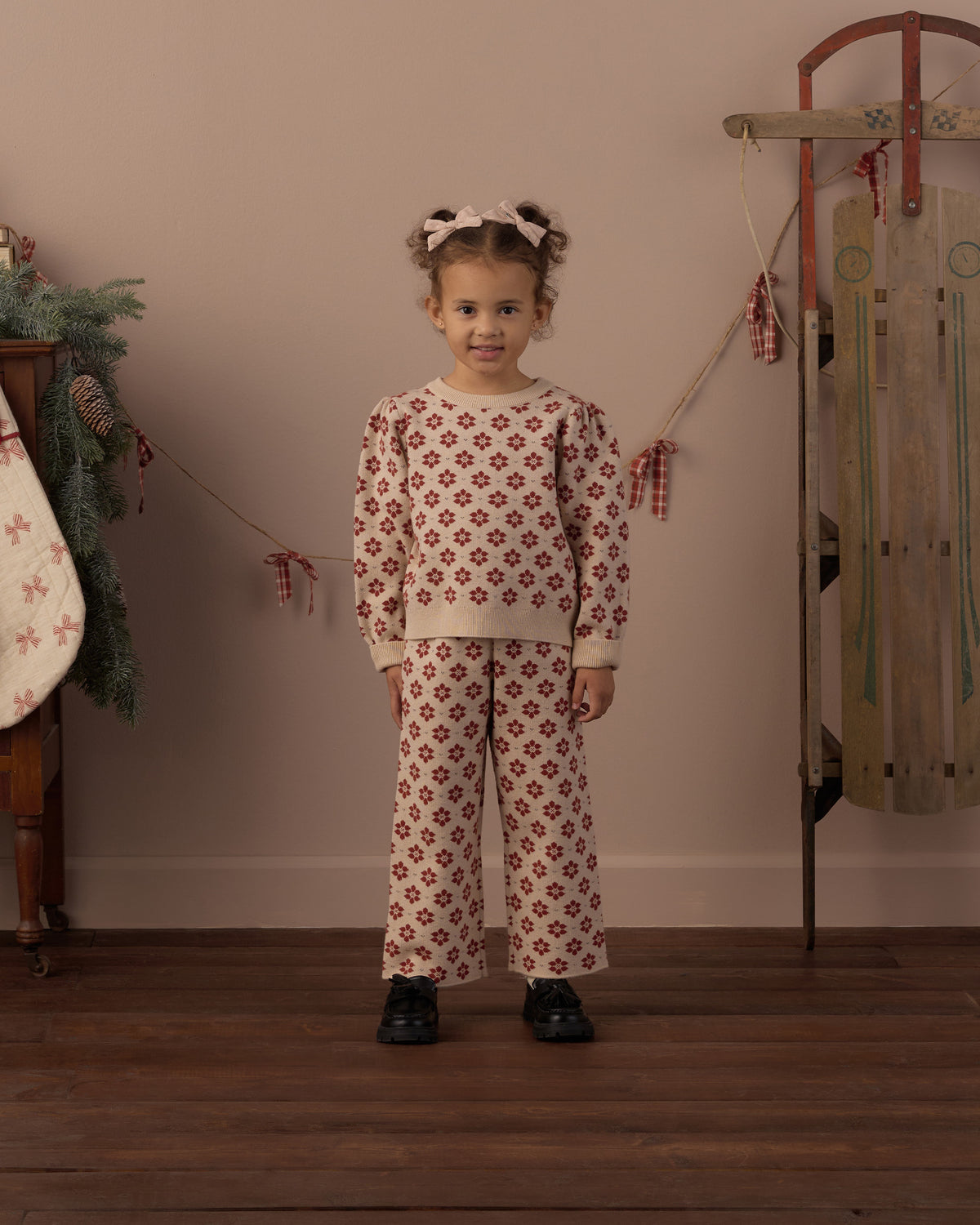 Rylee + Cru Jacquard Knit Set - Poinsettia