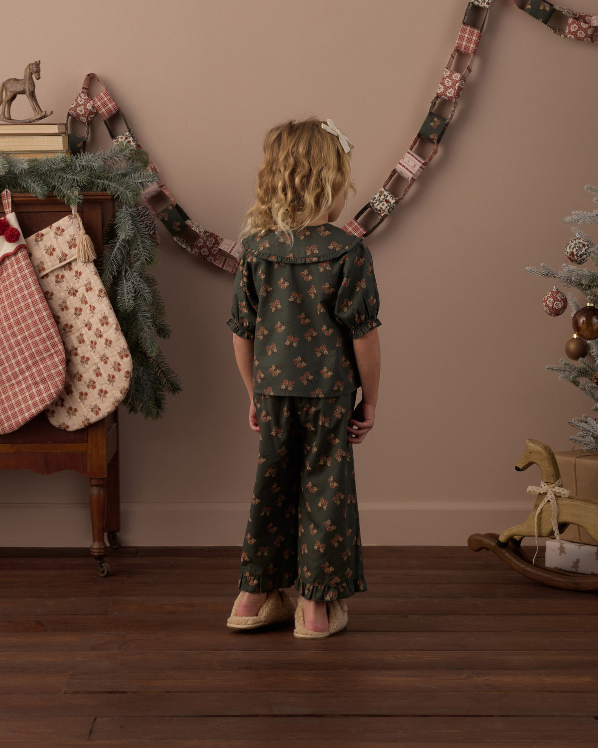 Rylee + Cru Ruffle Pajamas - Evergreen Bouquet