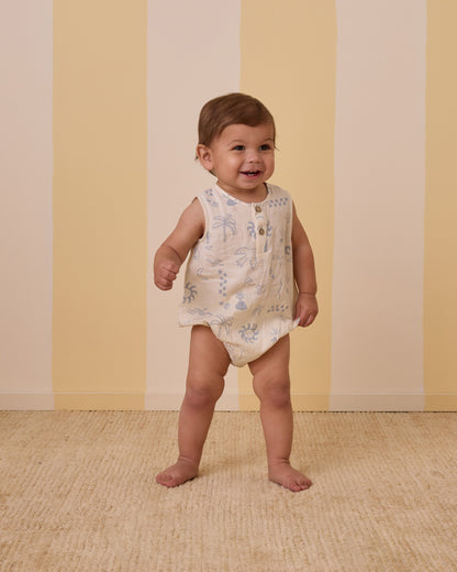 Rylee + Cru Beau Romper - Meditteranean