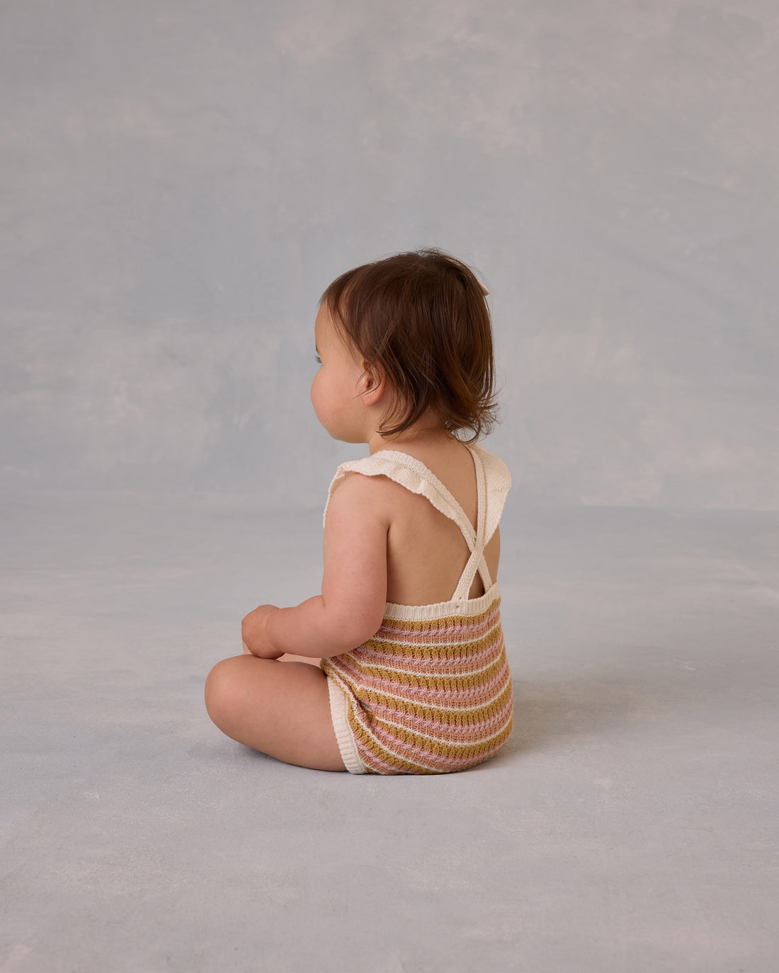 Rylee + Cru Crochet Romper - Pink Stripe