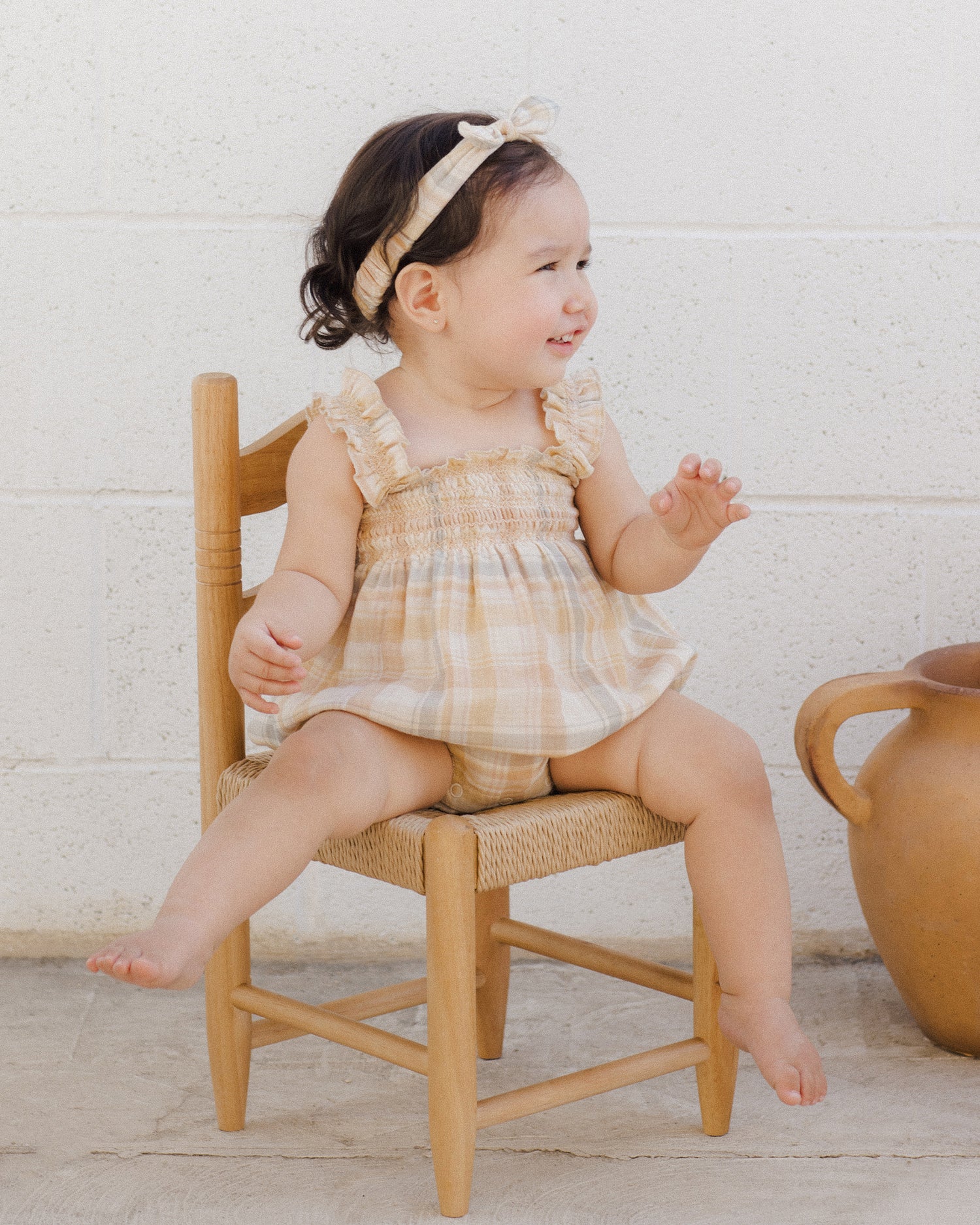 Rylee + Cru Baby Bow Headband - Pastel Plaid