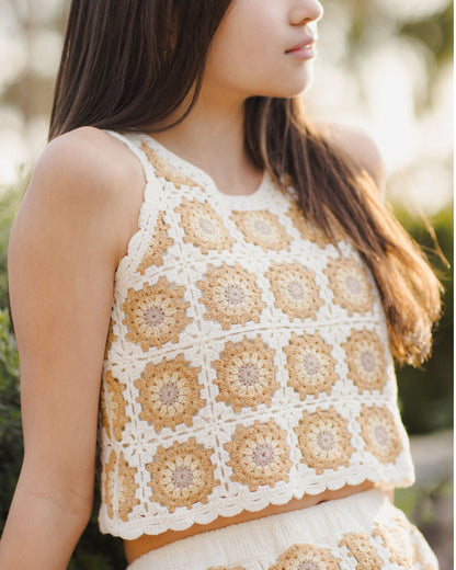 Rylee + Cru Teen Crochet Tank Set - Marigold Daisy