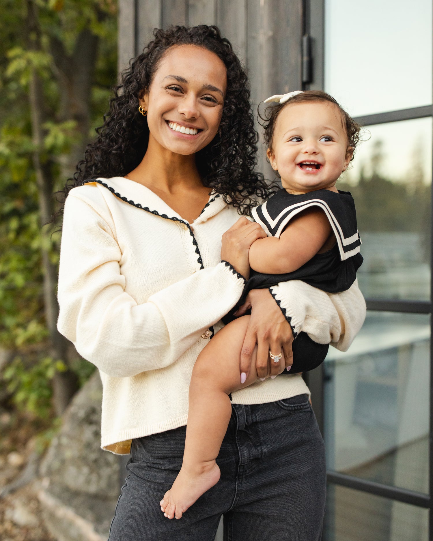 Rylee + Cru Sailor Romper - Black
