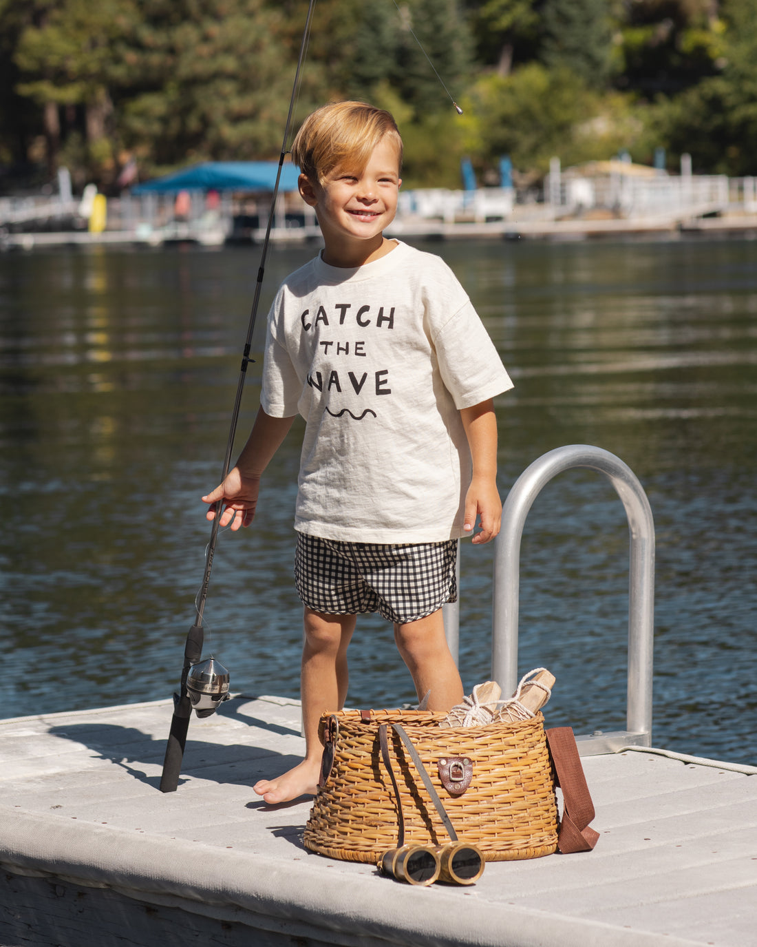 Rylee + Cru Swim Trunk - Black Gingham