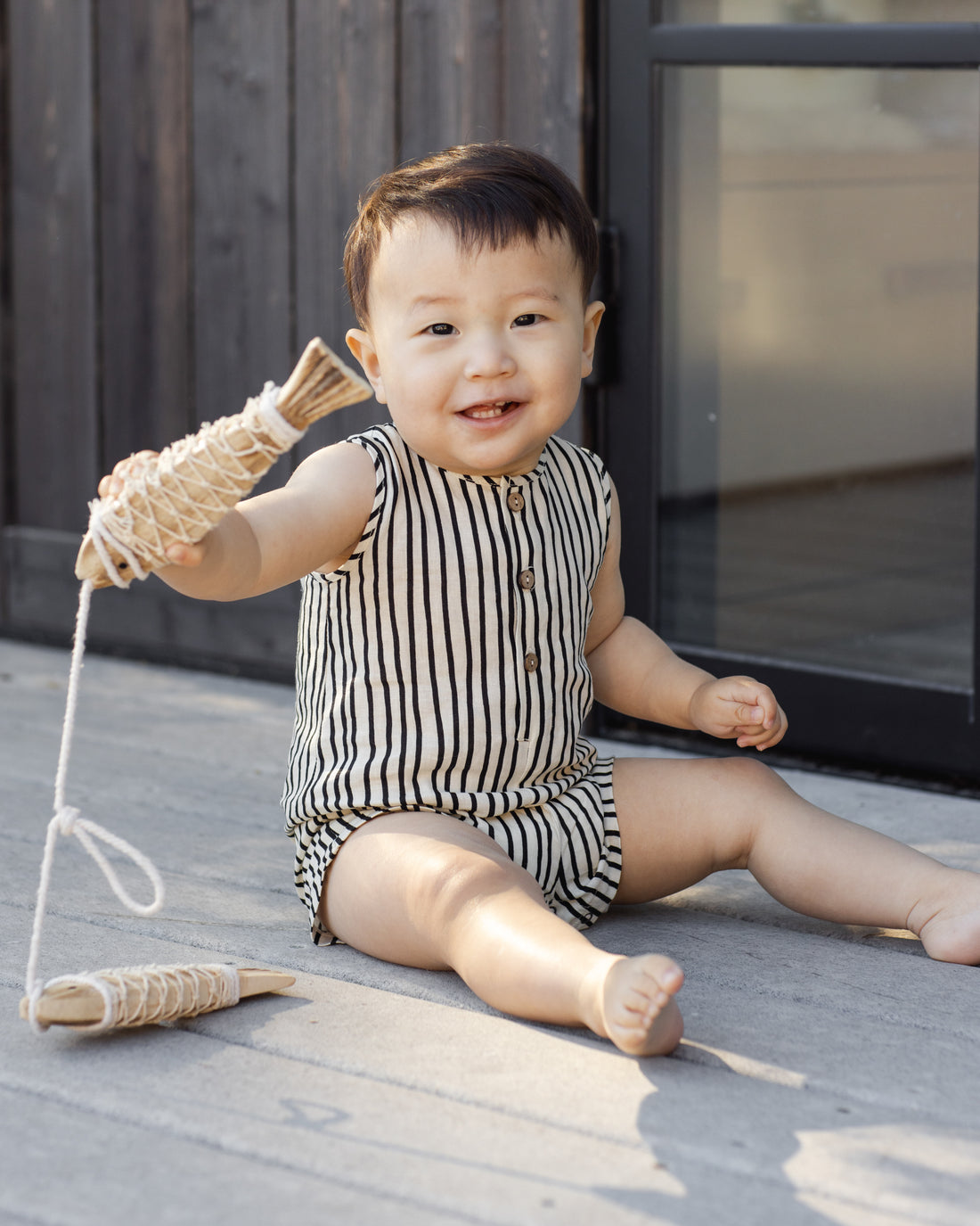 Rylee + Cru Mavrick Romper - Wavy Stripe