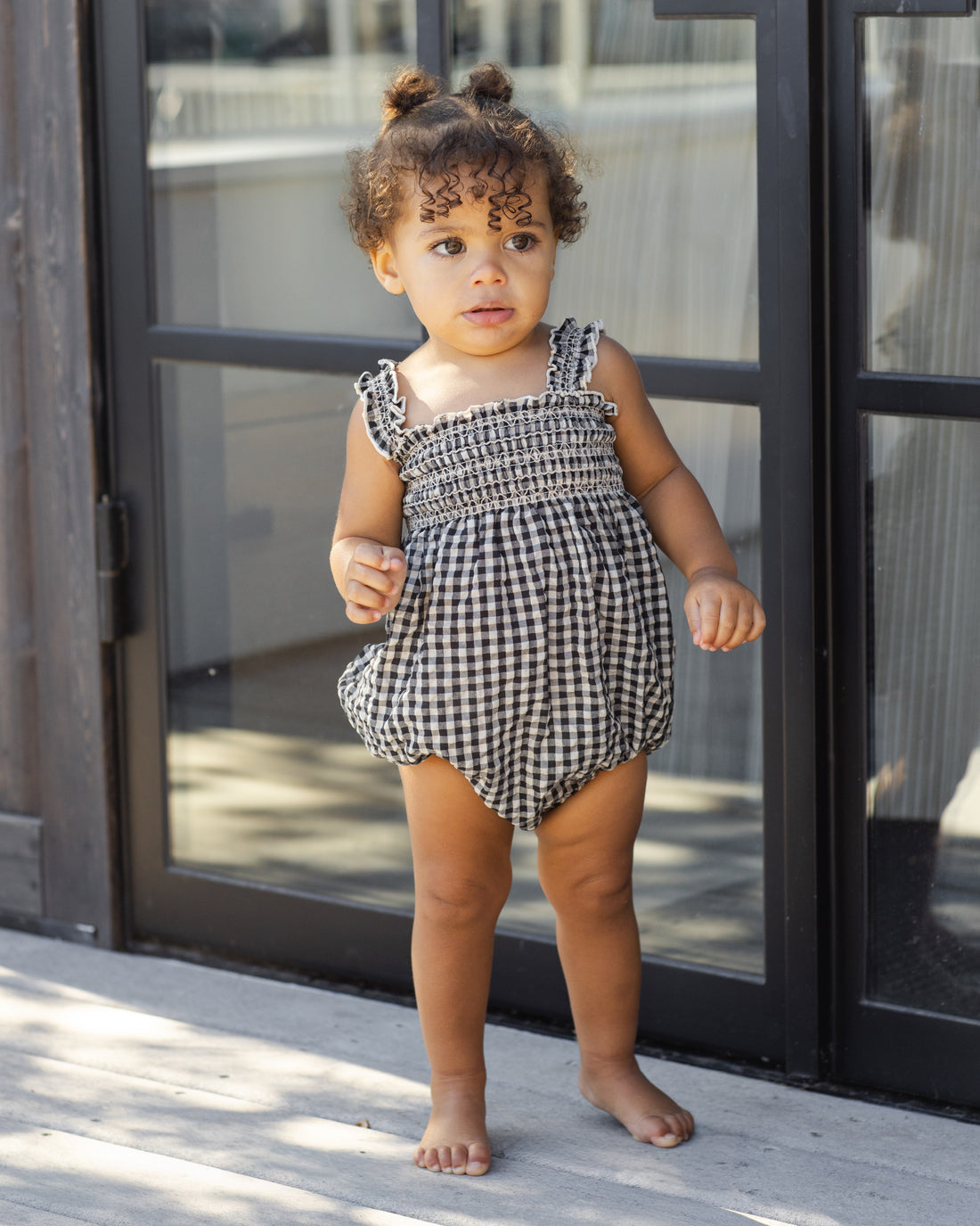 Rylee + Cru Julia Romper - Black Check